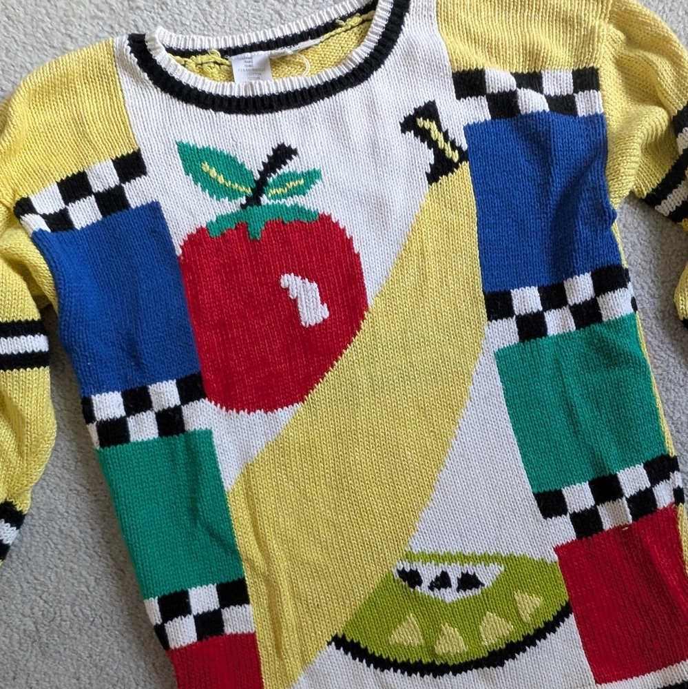 80s Vintage Fruit Sweater